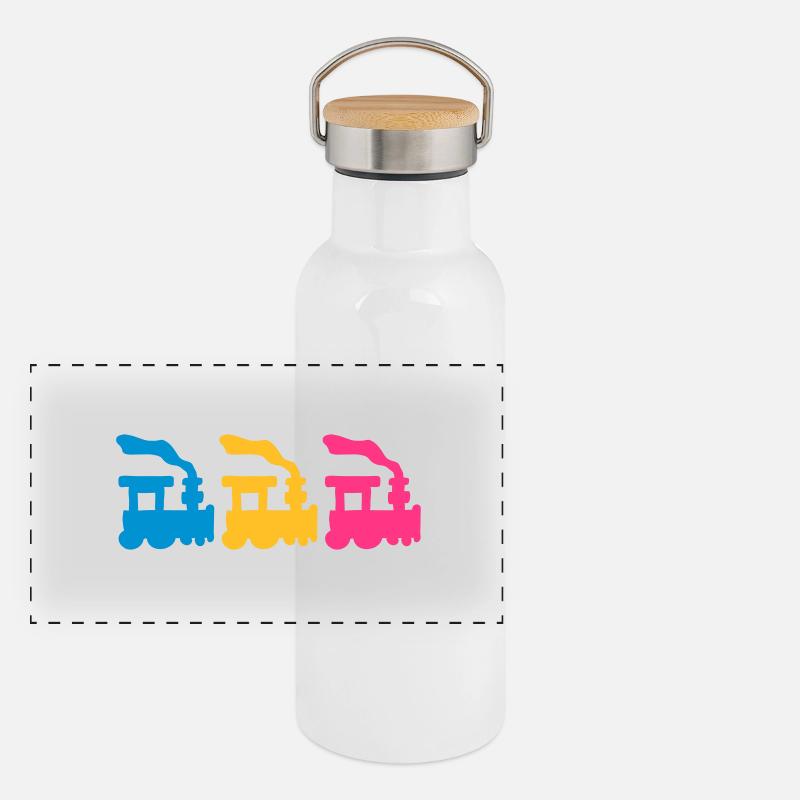Trains Panoramic Thermal Bottle with Bamboo Lid