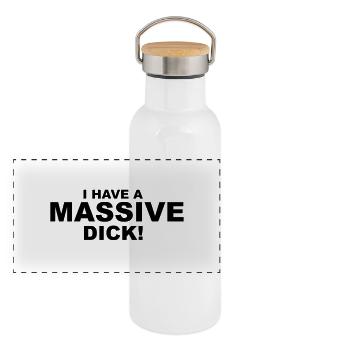 I Have Massive Dick - Panoramic Thermal Bottle with Bamboo Lid - white - Front