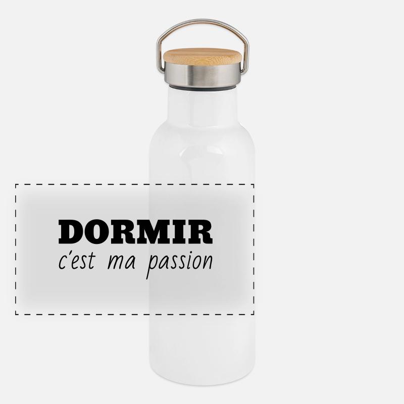 dormir / dormeur / sommeil / paresse Gourde isotherme avec bouchon en bambou
