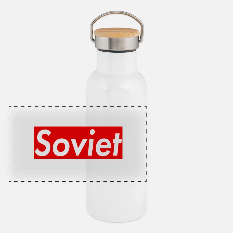 Soviet Panoramic Thermal Bottle with Bamboo Lid