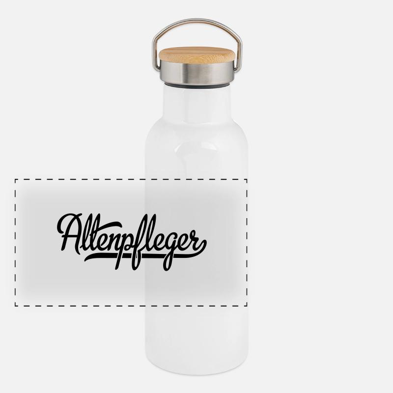 Altenpfleger Panorama Thermosflasche mit Bambusdeckel