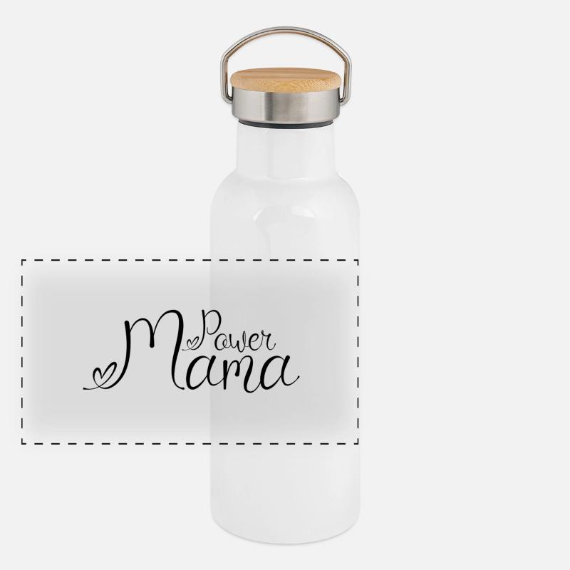 Power Mama Black Gourde isotherme avec bouchon en bambou