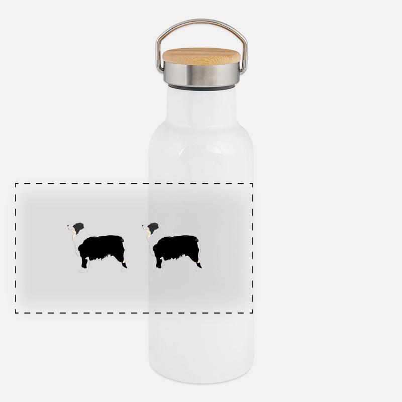 Australian Shepherd panorama - Panoramic Thermal Bottle with Bamboo Lid - white