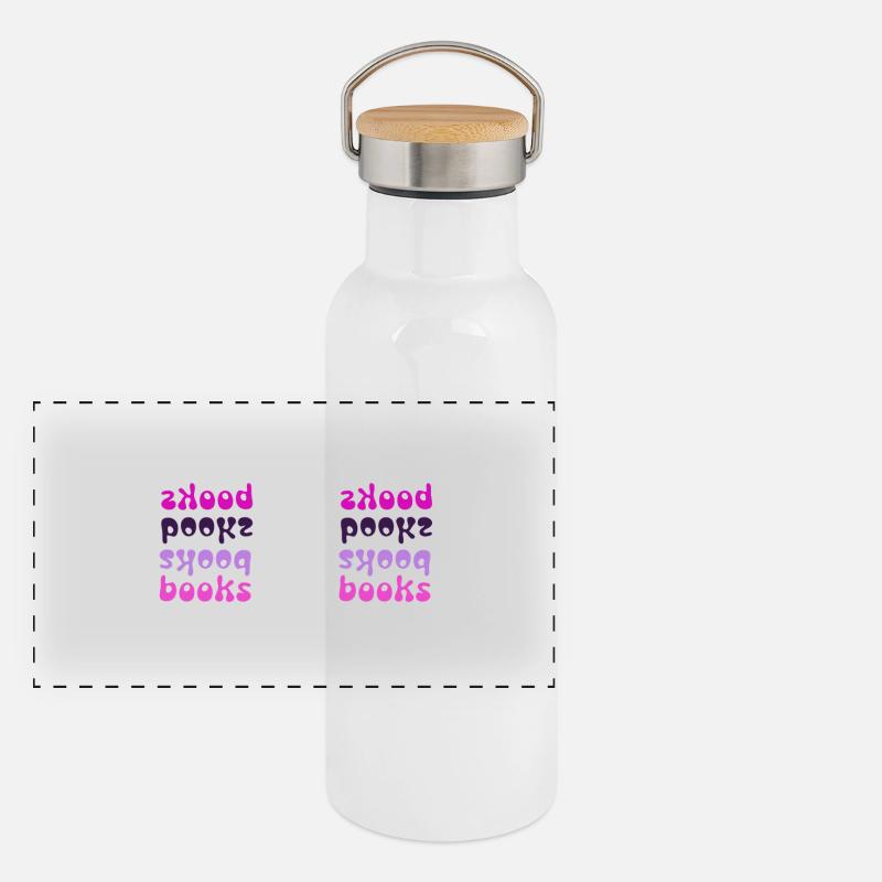 Booksbooks Panorama - Panoramic Thermal Bottle with Bamboo Lid - white