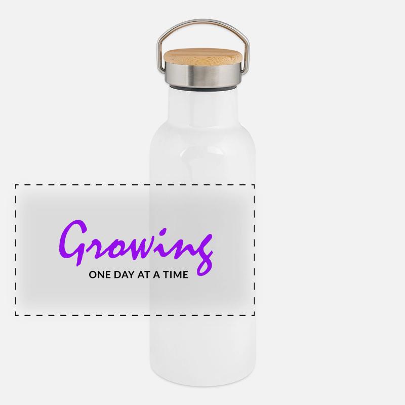 Growing One Day At A Time Panorama Thermosflasche mit Bambusdeckel