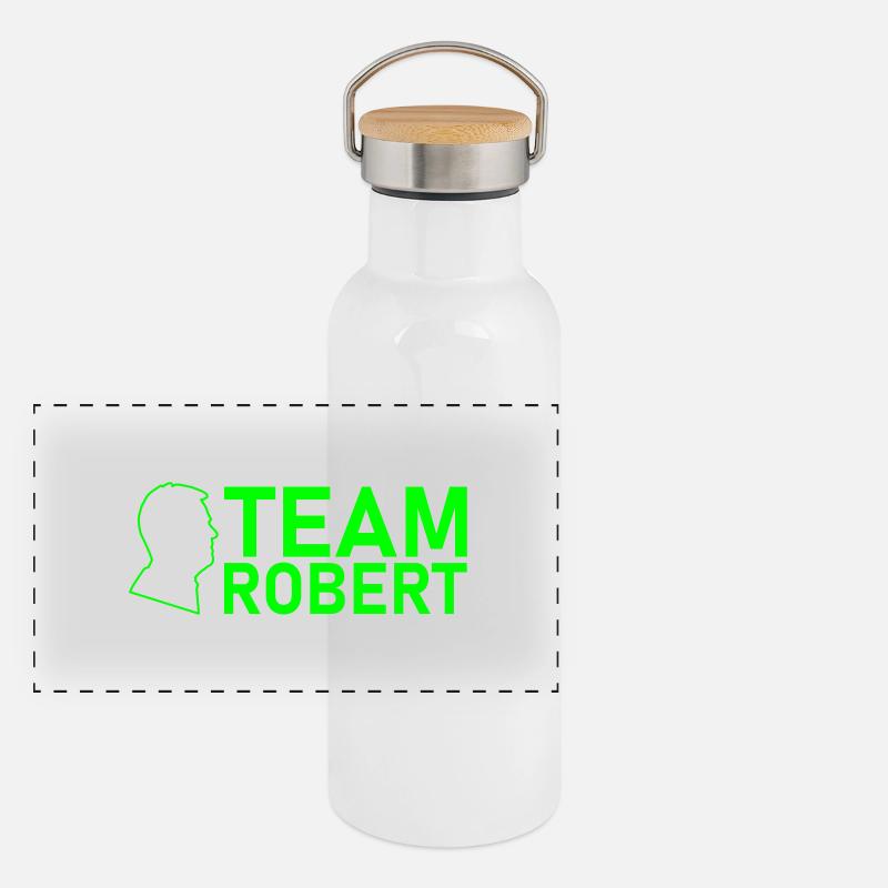 Équipe Robert Kopf Vert fluorescent Gourde isotherme avec bouchon en bambou