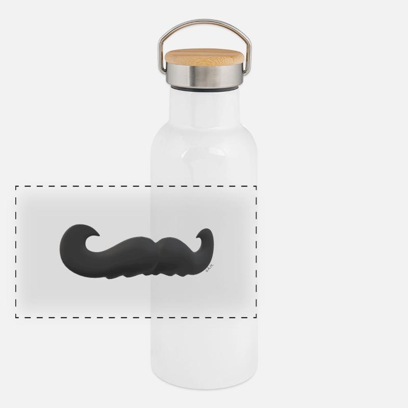 Schnurrbart Panorama Thermosflasche mit Bambusdeckel