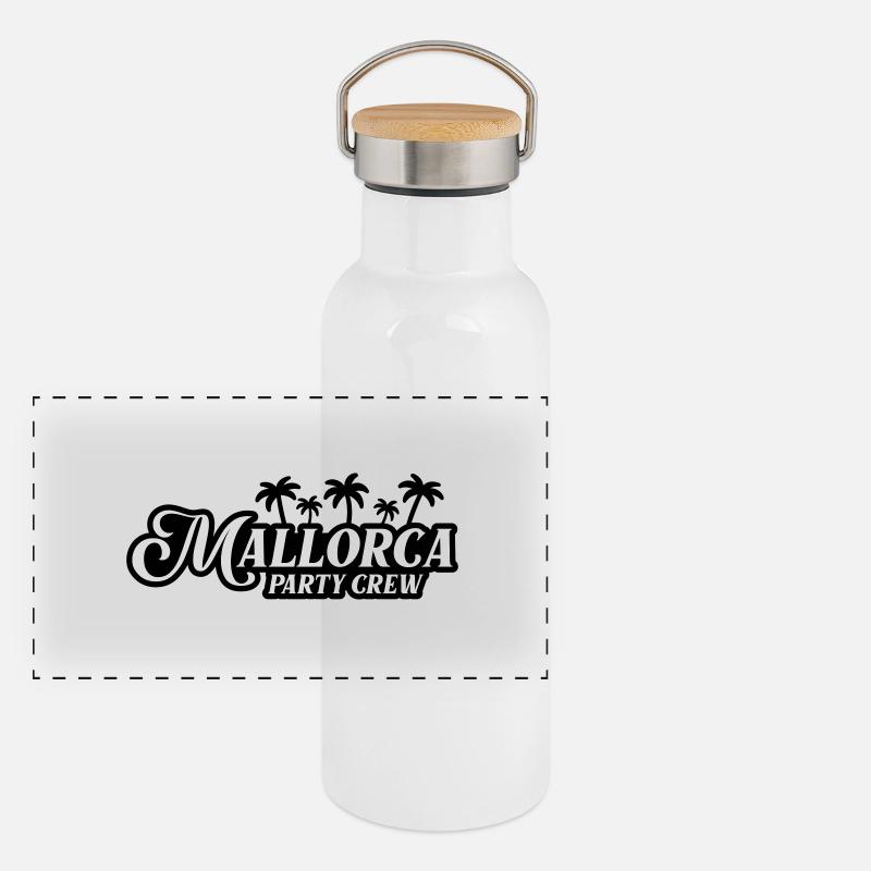 Mallorca Party Crew Panorama Thermosflasche mit Bambusdeckel
