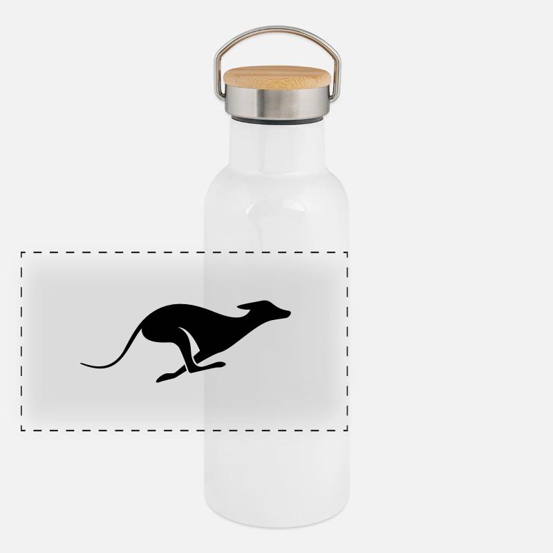 Windhund Silhouette – Lévrier, Greyhound Design Gourde isotherme avec bouchon en bambou