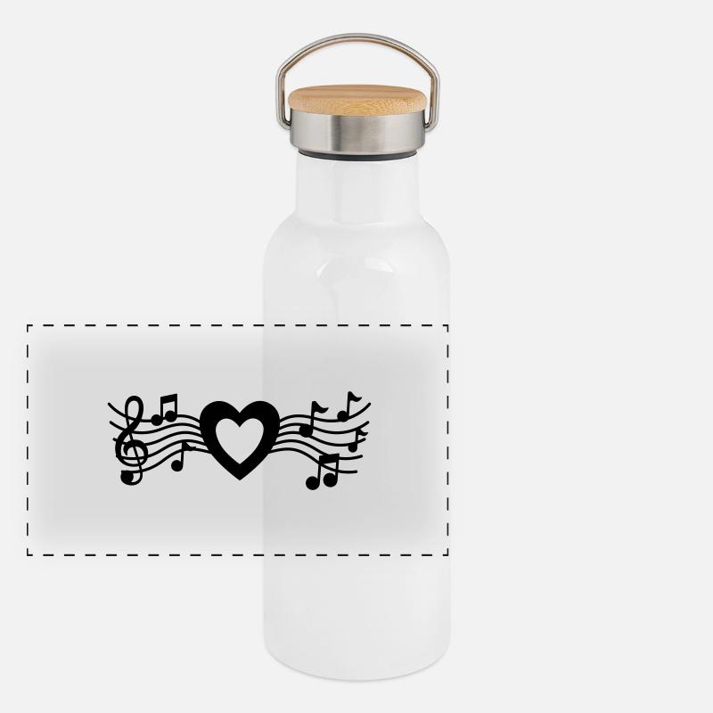 Le coeur de musique Gourde isotherme avec bouchon en bambou