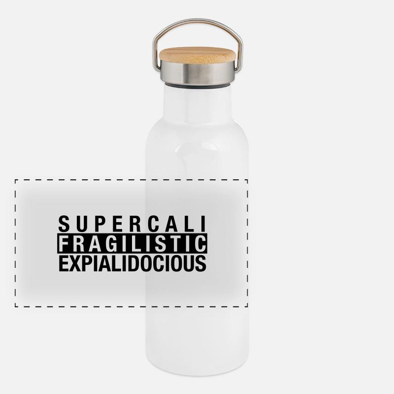Supercalifragilisticexpialidocious Panorama Thermosflasche mit Bambusdeckel