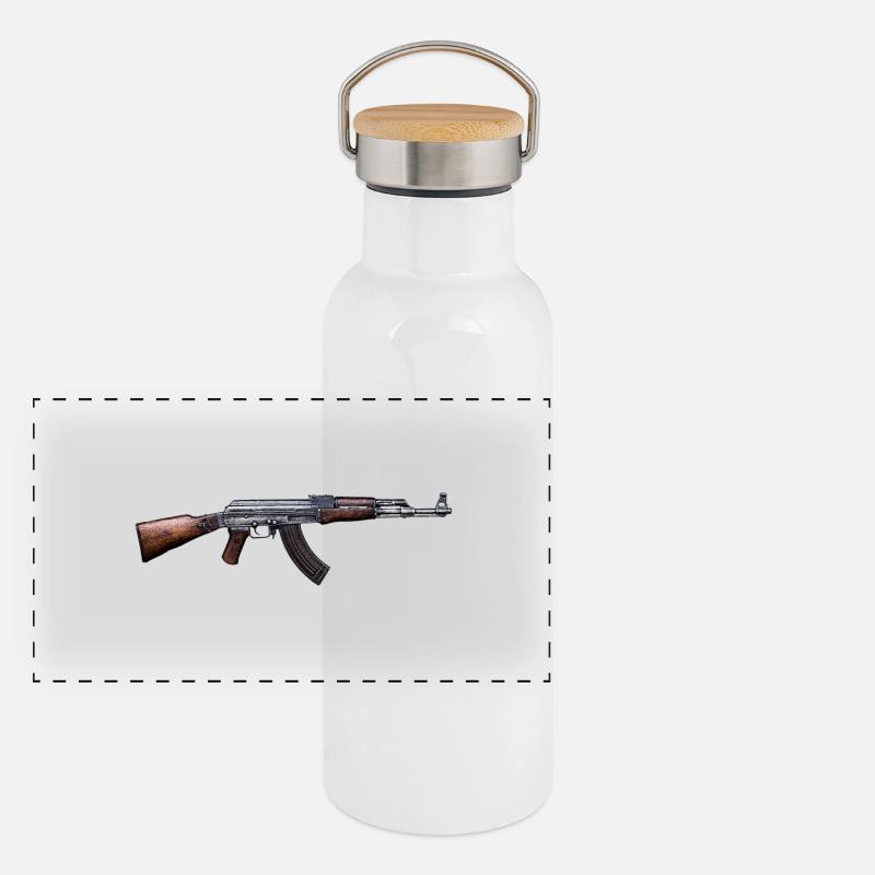 AK-47 Panorama Thermosflasche mit Bambusdeckel