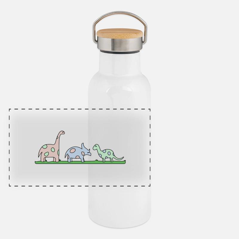 Dino - Panoramic Thermal Bottle with Bamboo Lid - white