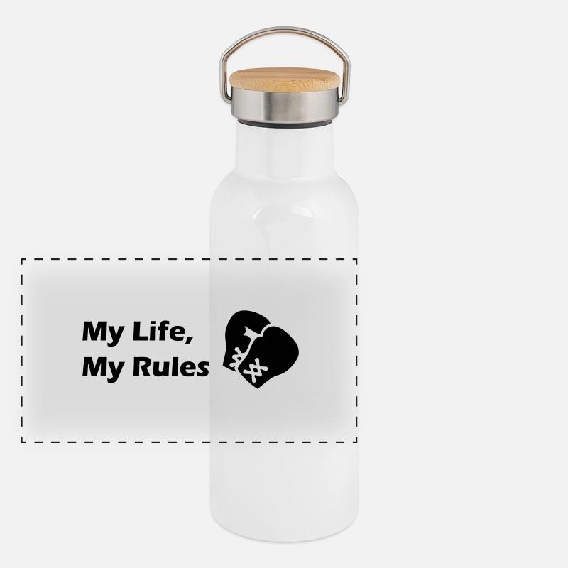 My Life My Rules - Boxen Panorama Thermosflasche mit Bambusdeckel