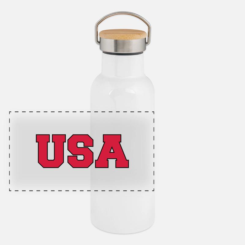 USA Panorama Thermosflasche mit Bambusdeckel