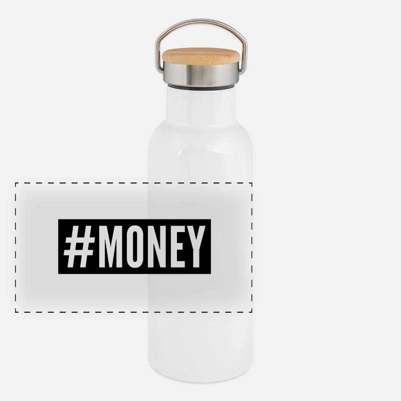 Argent Gourde isotherme avec bouchon en bambou