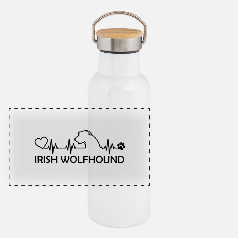 IRISH WOLFHOUND Heartbeat Panorama Thermosflasche mit Bambusdeckel