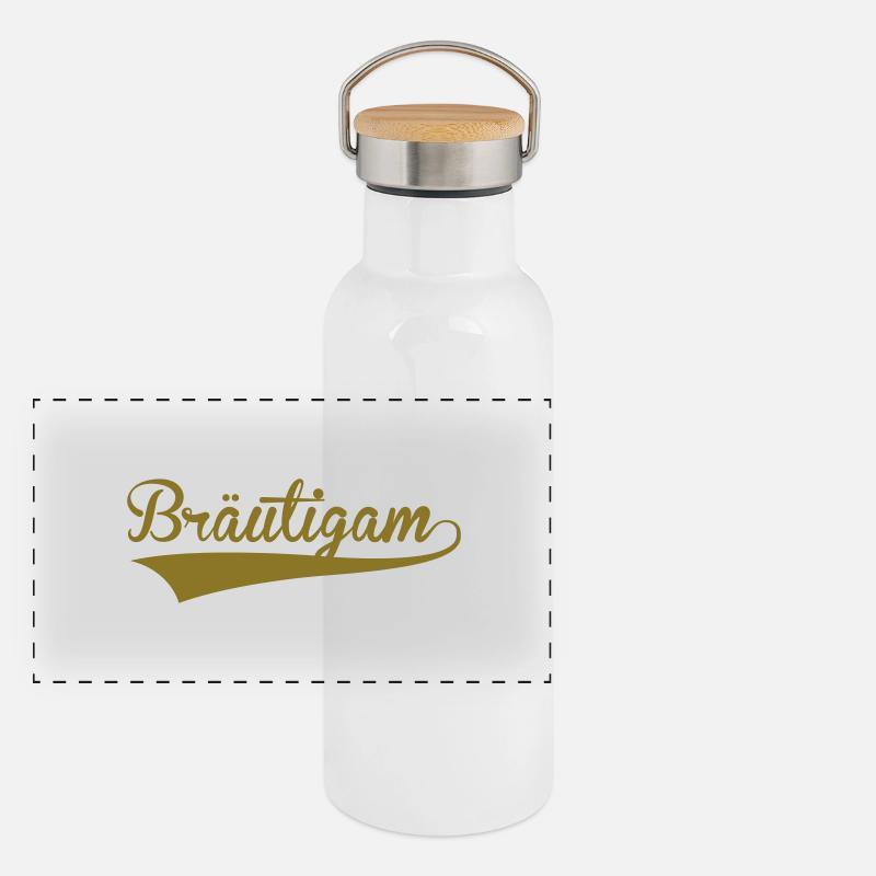 Bräutigam Panorama Thermosflasche mit Bambusdeckel