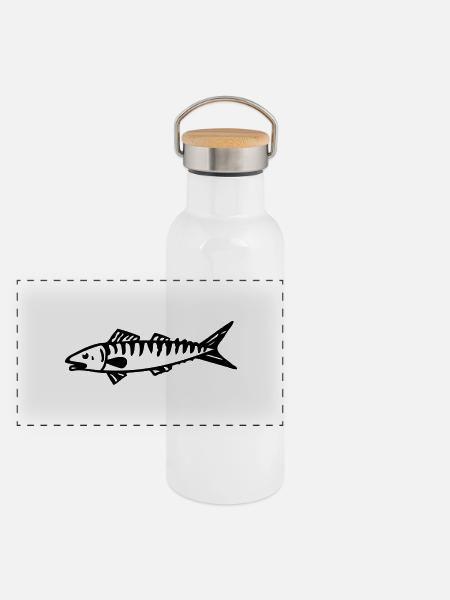 Makrele Makrelenseefisch für Fischer - Panorama Thermosflasche mit Bambusdeckel - Weiß