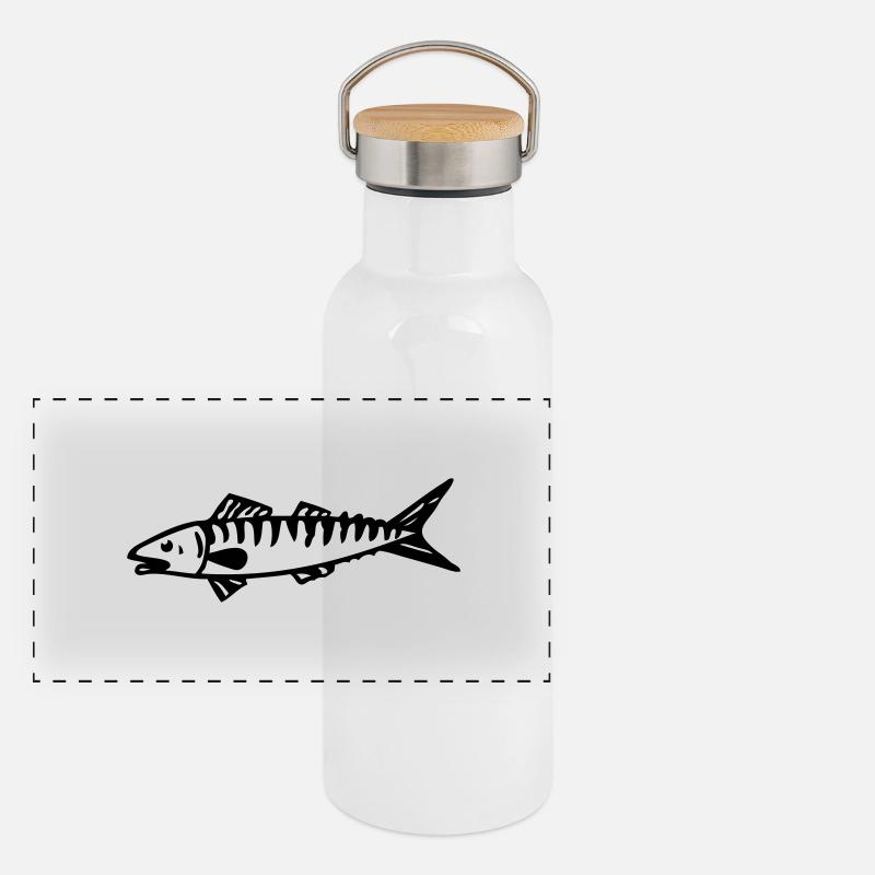 Makrele Makrelenseefisch für Fischer Panorama Thermosflasche mit Bambusdeckel