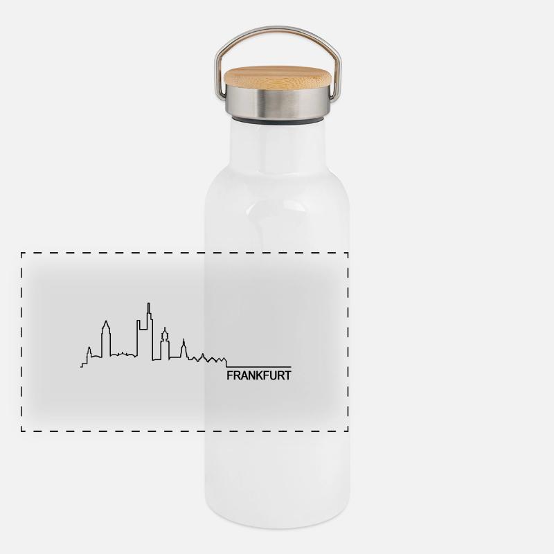 Skyline Frankfurt Panorama Thermosflasche mit Bambusdeckel