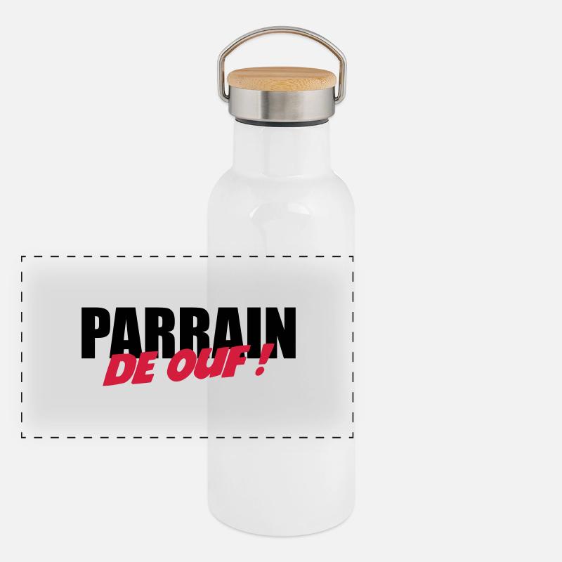 Parrain de ouf ! Gourde isotherme avec bouchon en bambou