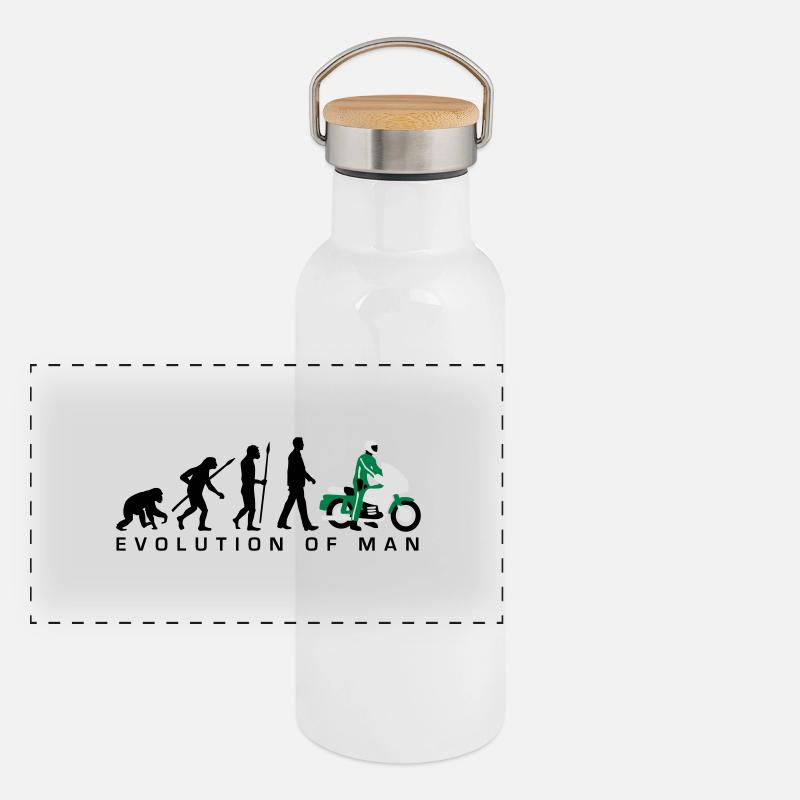 Evolution des Mannes Motorrad-Polizist 09 2016 Panorama Thermosflasche mit Bambusdeckel