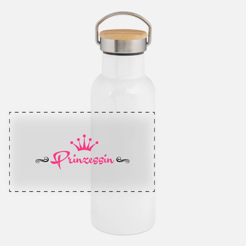 Prinzessin mit Krone Panorama Thermosflasche mit Bambusdeckel