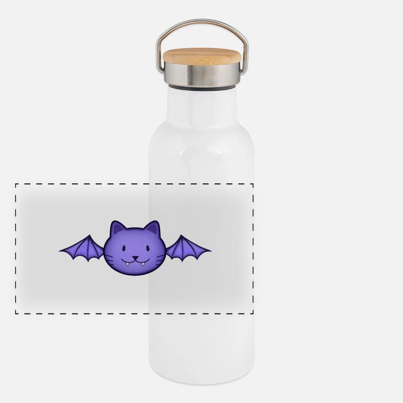 Chat chauve-souris Gourde isotherme avec bouchon en bambou