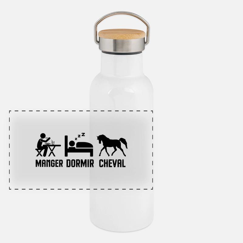 Manger dormir et faire du cheval Gourde isotherme avec bouchon en bambou