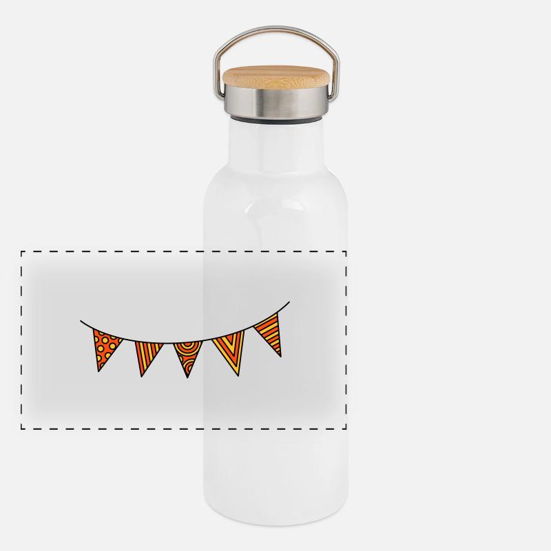 Wimpelkette dreifarbig Panorama Thermosflasche mit Bambusdeckel
