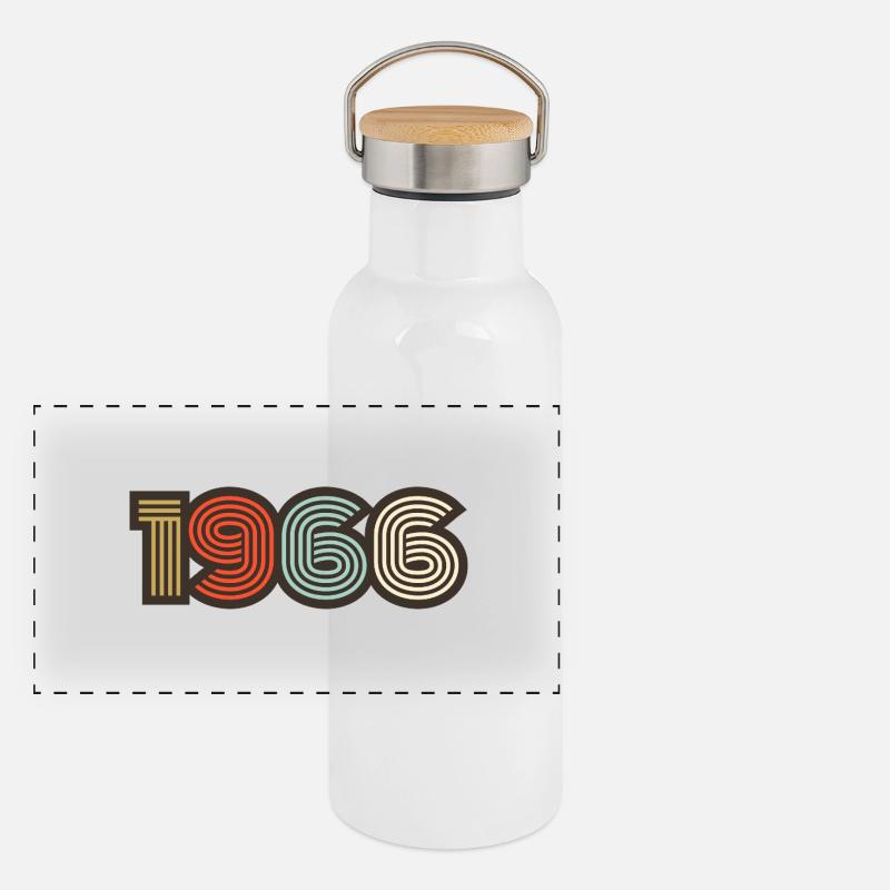 1966 Retro Vintage Panorama Thermosflasche mit Bambusdeckel