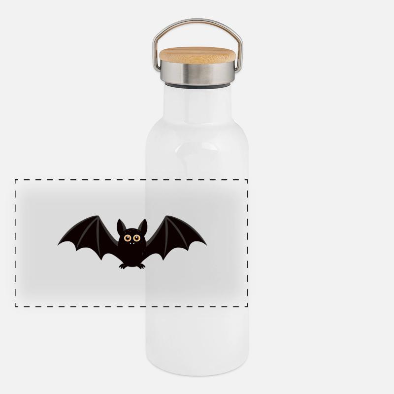 Fledermaus Panorama Thermosflasche mit Bambusdeckel