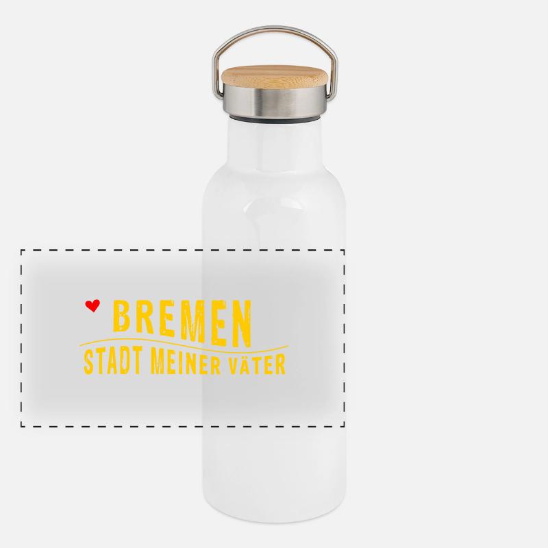 Breman STADT MEINER VÄTER (Vektorgrafik) Panorama Thermosflasche mit Bambusdeckel