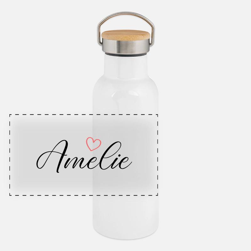 Amelie Name Panorama Thermosflasche mit Bambusdeckel
