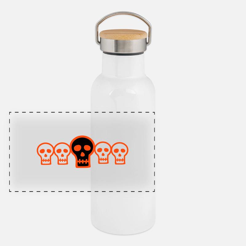 Hallowe'en Row of Skulls Panoramic Thermal Bottle with Bamboo Lid