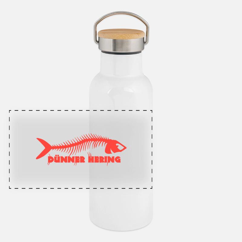 Dünner Hering Panorama Thermosflasche mit Bambusdeckel