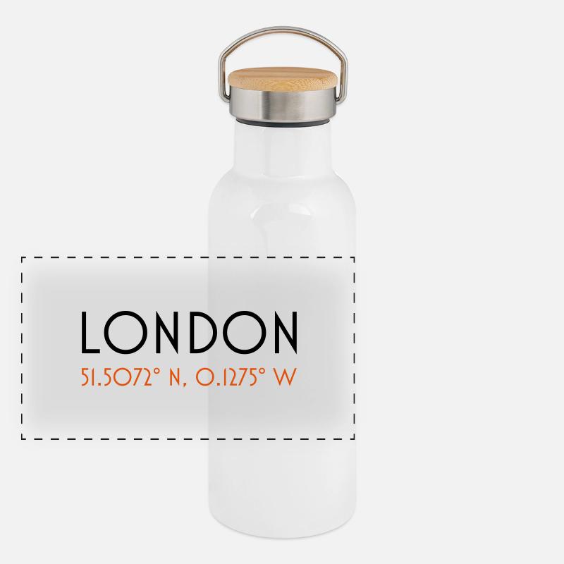 london coordinates Panorama Thermosflasche mit Bambusdeckel