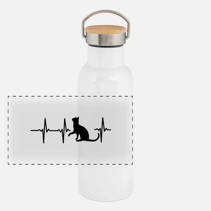 A HEART FOR CATS! Panoramic Thermal Bottle with Bamboo Lid