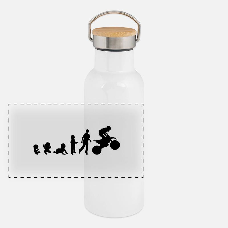 Entwicklung der Menschenrechte Motocross-Sport- Panorama Thermosflasche mit Bambusdeckel