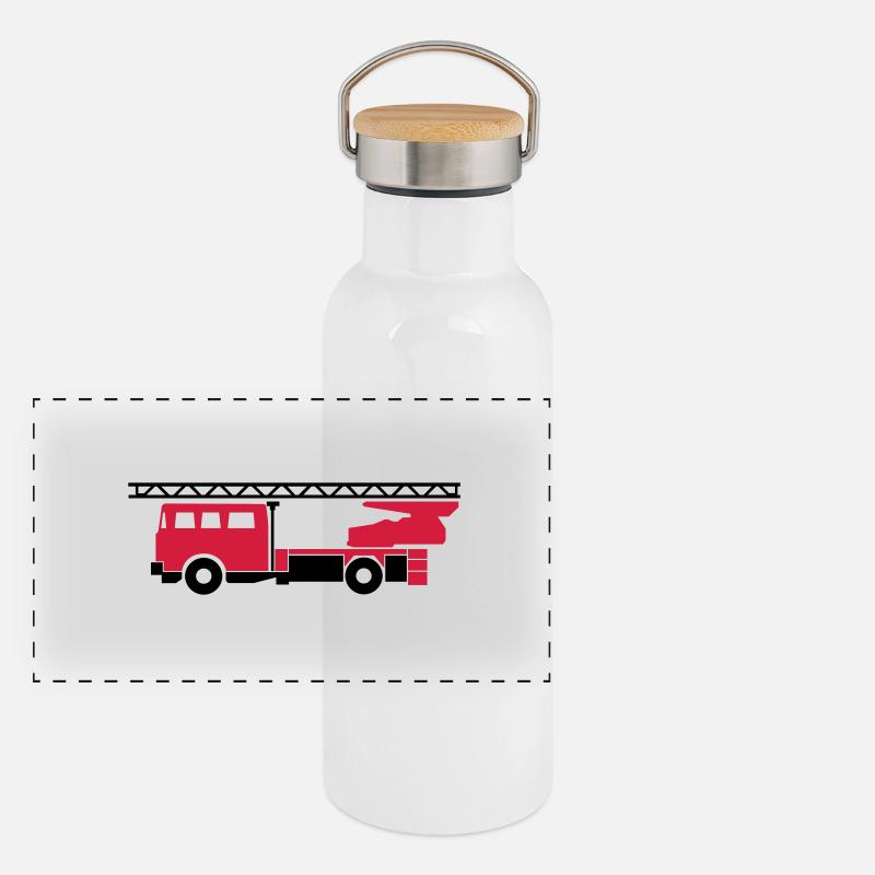 Fire truck (fire engine) Panoramic Thermal Bottle with Bamboo Lid