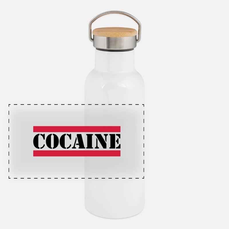cocaine lettering with red lines Panoramic Thermal Bottle with Bamboo Lid