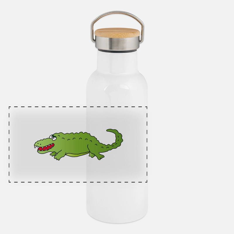 Krokodil Panorama Thermosflasche mit Bambusdeckel
