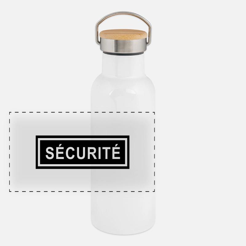 Ecusson Sécurité horiz Gourde isotherme avec bouchon en bambou
