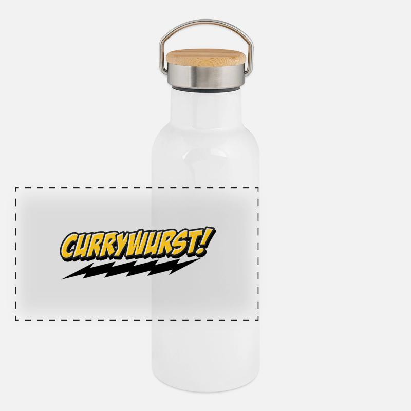 Currywurst Graffito Panorama Thermosflasche mit Bambusdeckel