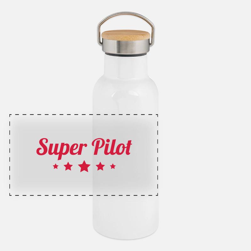 Rennfahrer / Pilot / Auto / Luftfahrt / Luft Panorama Thermosflasche mit Bambusdeckel