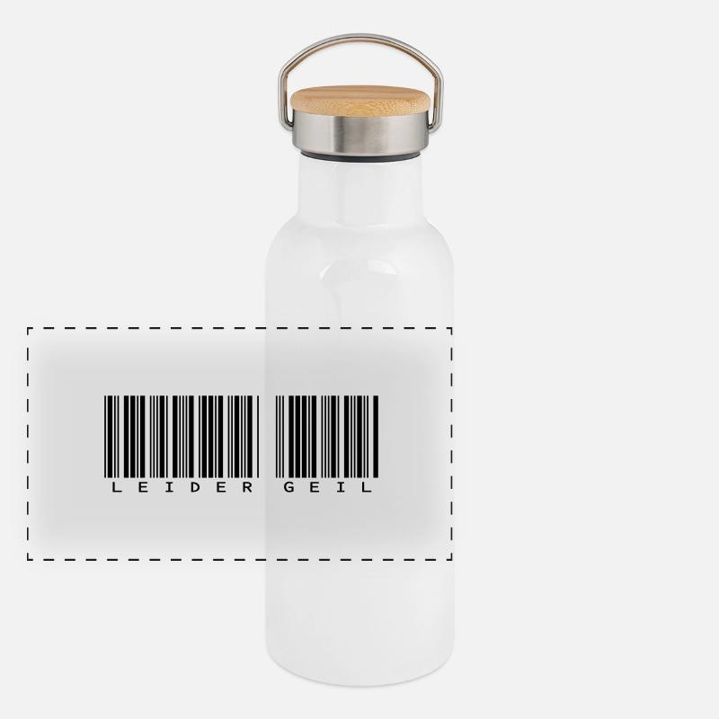 Leider Geil Barcode Panorama Thermosflasche mit Bambusdeckel