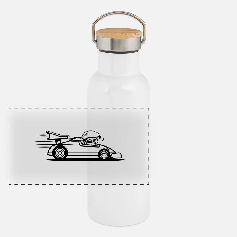voiture de course drôle Gourde isotherme avec bouchon en bambou