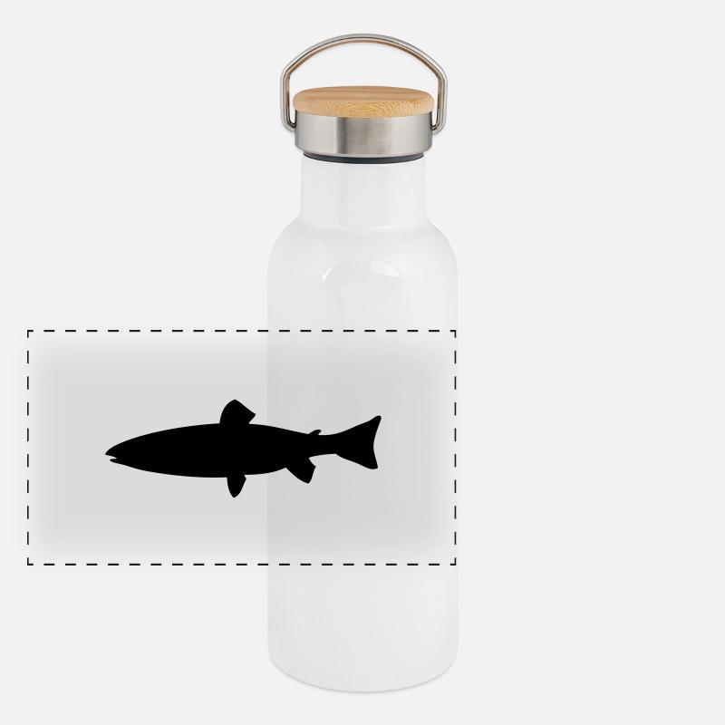 Meerforelle - Fisch - Fish Panorama Thermosflasche mit Bambusdeckel