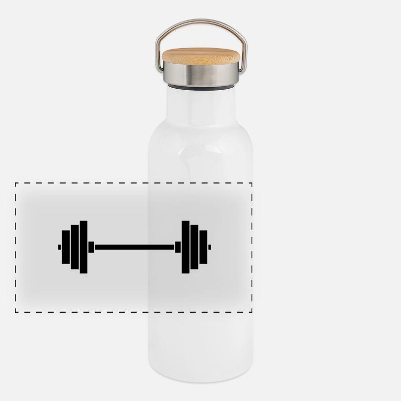 poids - Gourde isotherme avec bouchon en bambou - blanc